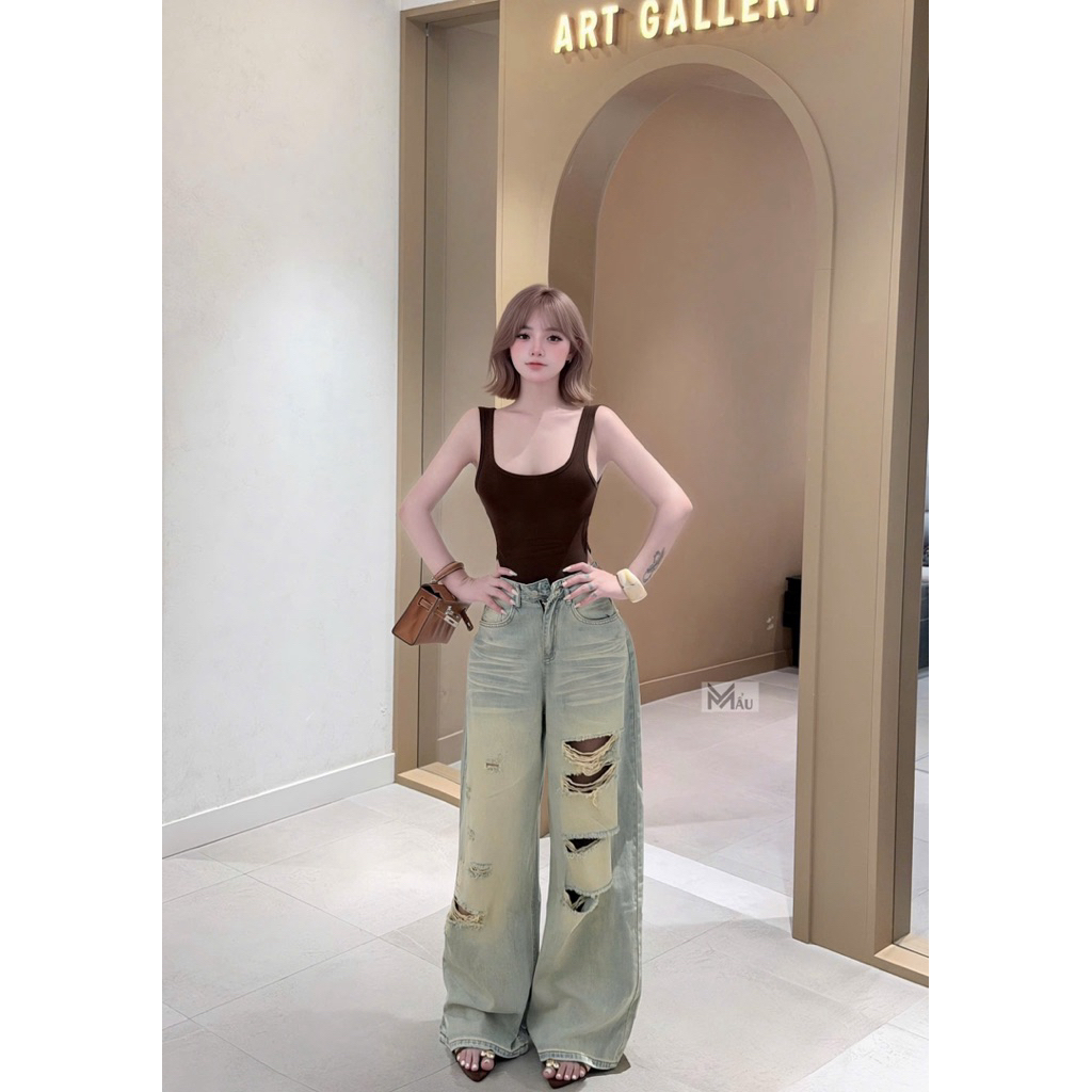 Áo bodysuit cổ U co giãn mạnh thoải mái lắm