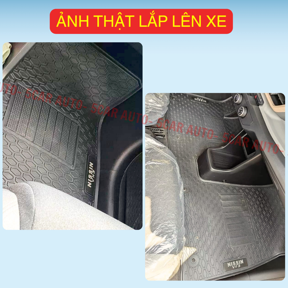 Thảm Lót Sàn Cao Su Xe VINFAST VF3 - MẪU NISSIN - Cao su đúc Không Mùi , Vừa Khít Form Xe- Chống Nước, Dễ Dàng Lắp Đặt