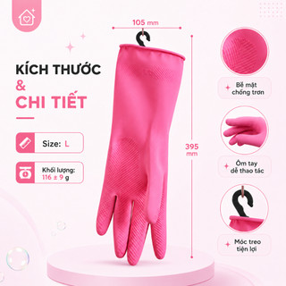 Găng Tay Cao Su Souji Inochi - Găng Tay Gia Dụng Chống Thấm, Cao Su Thiên Nhiên, An Toàn Cho Da Tay