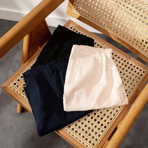 Quần Shorts Bermuda Chất Liệu Linen Thêu BOO Thiết Kế Trẻ Trung Thích Hợp Đi Làm Đi Chơi