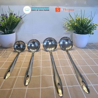 Vá múc canh, vá lẩu inox size 5,6,7,8,9  cán cách nhiệt nhỏ gọn phục vụ cho gia đình quán ăn