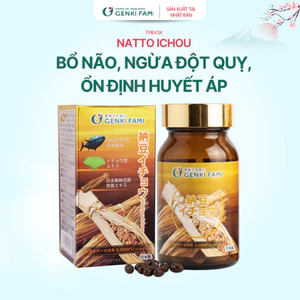 TPBVSK Viên Uống Bổ Não, Ngừa Đột Quỵ Tai Biến, Nattokinase 3000FU Natto Ichou Genki Fami Nhật Bản Hộp 90 Viên
