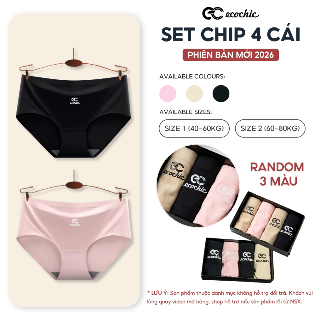 Quần Chip Nữ ECOCHIC Full Hộp 4 Màu Chất Liệu Cotton Co Giãn A699 [HÀNG KHÔNG ĐỔI TRẢ - QUAY VIDEO NHẬN HÀNG]