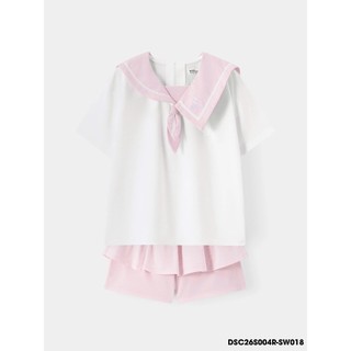 Set Đi Chơi Bé Gái WooKids DSC26S004R 2-9 Tuổi | 88% Cotton 9% Poly 3% Spandex | Cổ Thủy Thủ Dễ Thương