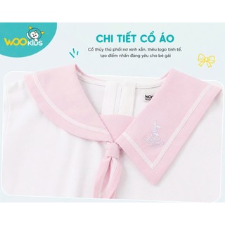 Set Đi Chơi Bé Gái WooKids DSC26S004R 2-9 Tuổi | 88% Cotton 9% Poly 3% Spandex | Cổ Thủy Thủ Dễ Thương