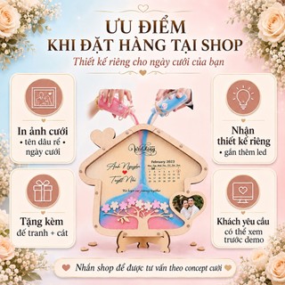 Tranh Rót Cát Cưới Cá Nhân Hóa In Ảnh Cưới, Tên Cô Dâu Chú Rể, Nhận Thiết Kế Riêng (Tặng Cát Đi Kèm)