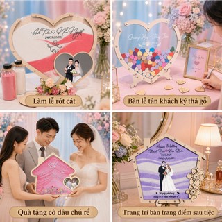 Tranh Rót Cát Cưới Cá Nhân Hóa In Ảnh Cưới, Tên Cô Dâu Chú Rể, Nhận Thiết Kế Riêng (Tặng Cát Đi Kèm)