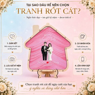 Tranh Rót Cát Cưới Cá Nhân Hóa In Ảnh Cưới, Tên Cô Dâu Chú Rể, Nhận Thiết Kế Riêng (Tặng Cát Đi Kèm)