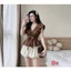 Set Bộ Nữ Đi Chơi Áo Cotton Hàn Cổ V Tay Cánh Tiên Mix Chân Váy Bí Ngô Chấm Bi Vải Mango Cao Cấp Xinh Xắn