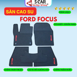 Thảm Lót Sàn Cao Su Xe Ford Focus đời 2012 - Nay - Cao su đúc Không Mùi , Vừa Khít Form Xe- Chống Nước, Mẫu Chữ Đỏ