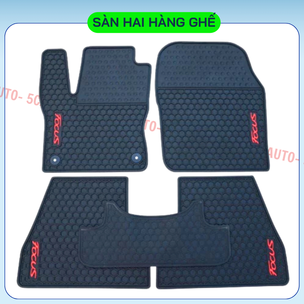Thảm Lót Sàn Cao Su Xe Ford Focus đời 2012 - Nay - Cao su đúc Không Mùi , Vừa Khít Form Xe- Chống Nước, Mẫu Chữ Đỏ