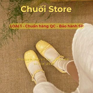 Giày bệt nữ da PU tổng hợp dệt vải đế cao su ôm chân mang êm ái mix nơ xinh xắn