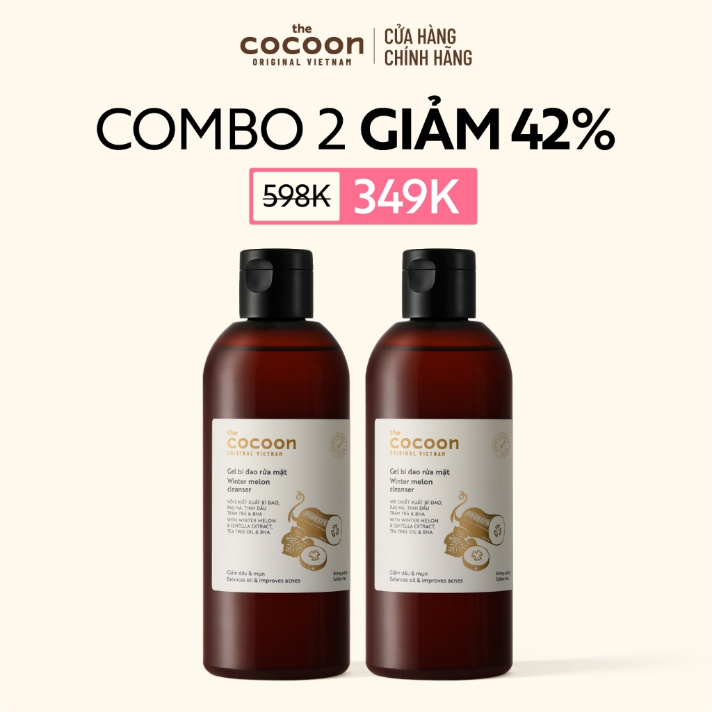 [MUA 2 GIẢM 42%] Combo 2 Gel bí đao rửa mặt giảm dầu và mụn Cocoon 310ml | BigBuy360 - bigbuy360.vn