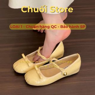 Giày bệt nữ da PU tổng hợp dệt vải đế cao su ôm chân mang êm ái mix nơ xinh xắn
