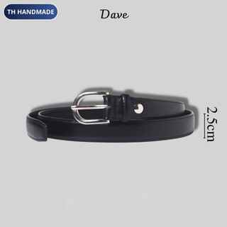 Thắt lưng da bò Dave thương hệu TH HANDMADE  | Dây nịt nam bản dây 2.5cm - Màu đen/full hộp + kèm đinh đục