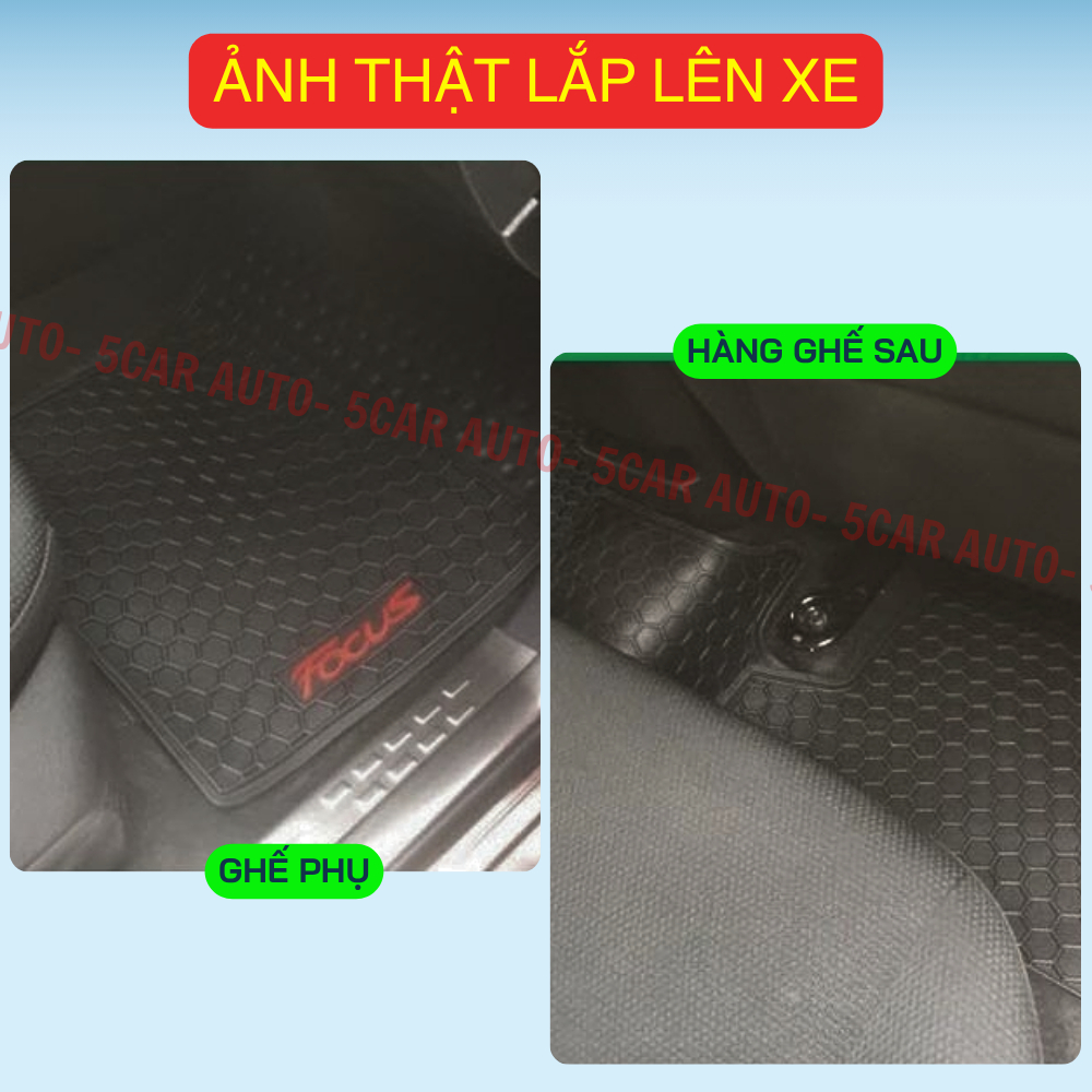 Thảm Lót Sàn Cao Su Xe Ford Focus đời 2012 - Nay - Cao su đúc Không Mùi , Vừa Khít Form Xe- Chống Nước, Mẫu Chữ Đỏ