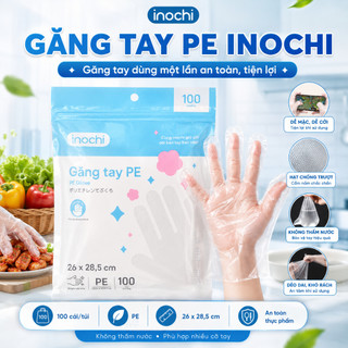 Găng tay PE Hộp 100 cái Dùng 1 Lần Nhựa Siêu Dai An Toàn Bảo Vệ Da Tay không mùi chống nhăn PE dày