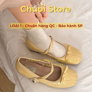 Giày bệt nữ da PU tổng hợp dệt vải đế cao su ôm chân mang êm ái mix nơ xinh xắn