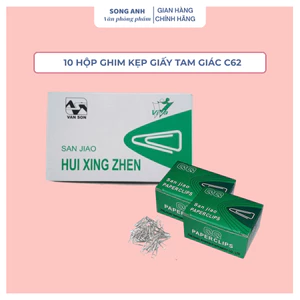 10 Hộp Ghim Cài Giấy C62 - Ghim Kẹp Giấy Tam Giác dài 25mm