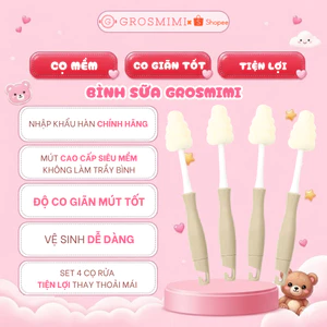 Cọ Núm, Bình Grosmimi Cao cấp, Mút mềm Tiện lợi Vệ sinh Đa năng - Nhập Hàn Chính Hãng