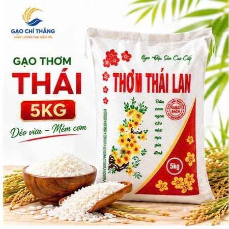 5kg Gạo Thơm Thái dẻo ít thơm nhẹ cơm mềm