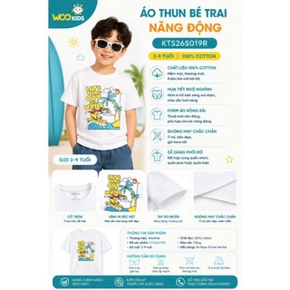 Áo Thun Không Cổ Bé Trai KTS26S019R | Wookids | 2-9 Tuổi | 100% Cotton Mềm Mại, Thoáng Mát, Năng Động