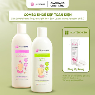 Combo Dung Dịch Vệ Sinh Phụ Nữ Hexacare: Apaisant & Extra-Doux 200ml Dưỡng Ẩm Làm Dịu Và Bảo Vệ Vùng Nhạy Cảm Hồng-Xanh