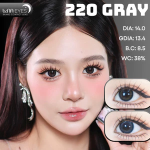 Lens mắt FB-220 Gray (GY-698) màu xám tự nhiên, viền xanh, size nhỏ - thương hiệu LUNA EYES