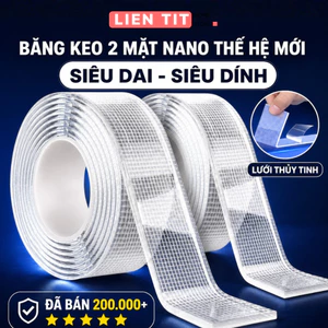 Băng Keo 2 Mặt Siêu Dính Nano Trong Suốt 3cm*3m, Băng Dính Dán Tường Dễ Tháo Gỡ Tiện Lợi