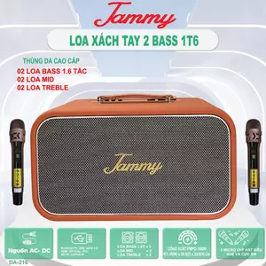 LOA XÁCH TAY KARAOKE CÔNG SUẤT LỚN JAMMY DA-216, THÙNG BỌC DA CAO CẤP - TẶNG KÈM 2 MICRO