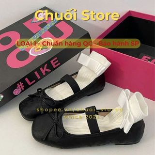 Giày bệt nữ da PU tổng hợp dệt vải đế cao su  tinh tế nữ tính nàng thơ tiểu thư