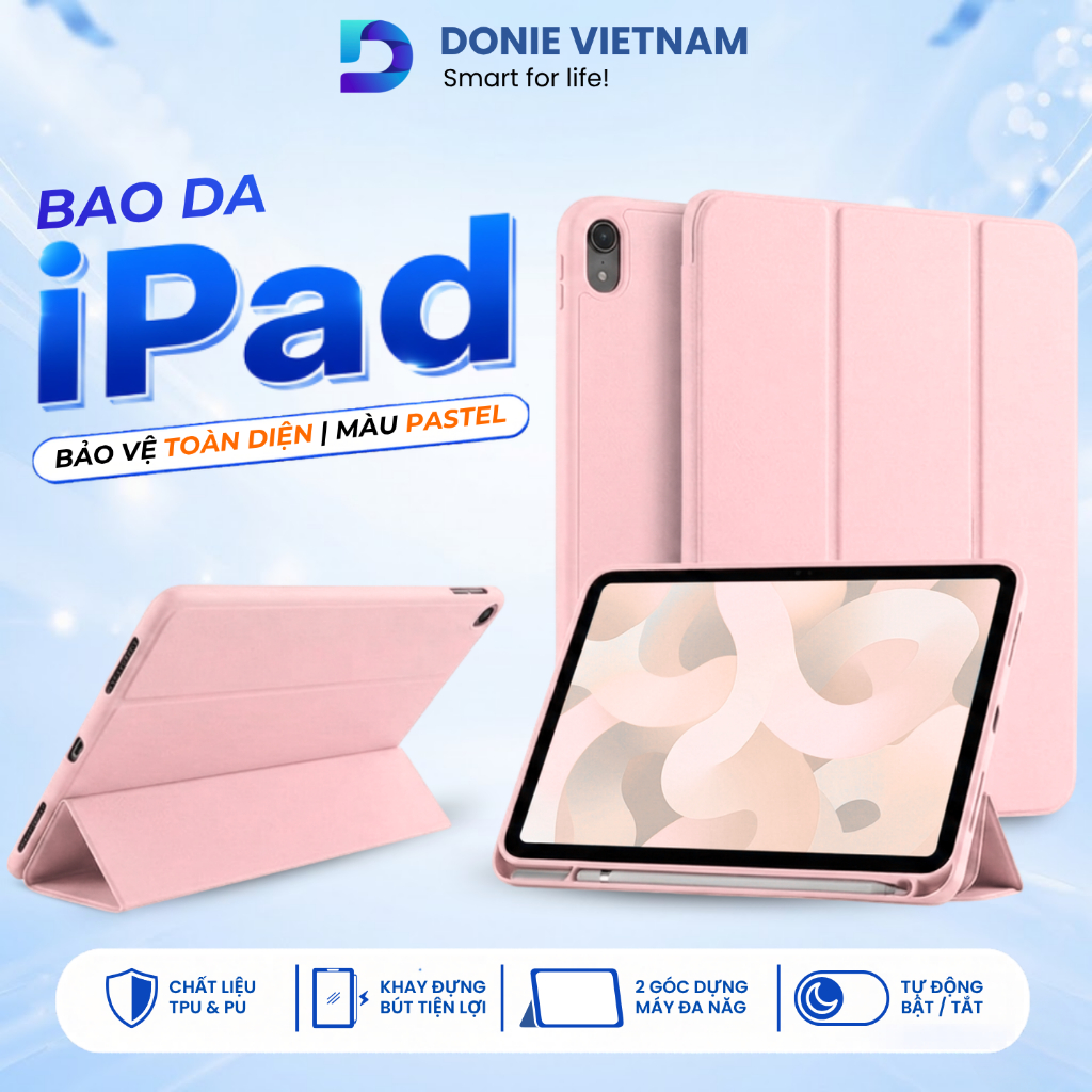 Bao Da iPad Màu Pastel, Bảo Vệ Toàn Diện Cho A16 Gen 10/11 Air 11" 13" M2 M3 M4 | DONIE P01