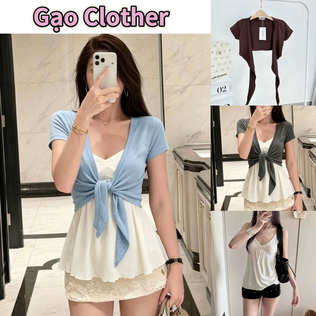 (XS-3XL) SET ÁO KHOÁC LỬNG KÈM ÁO HAI DÂY BÈO TRẮNG (Có Tách Lẻ)