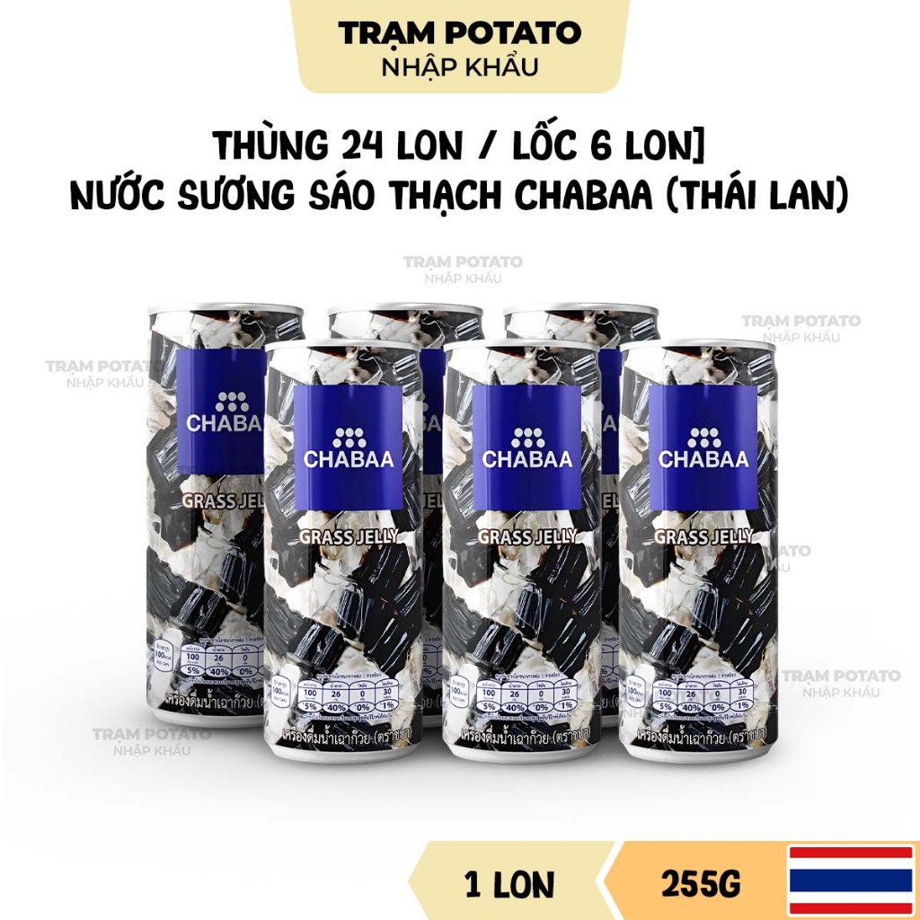 [Thùng 24 Lon / Lốc 6 Lon] Nước Sương Sáo Thạch Chabaa Thái Lan 230ml - Grass Jelly Drink Thanh Mát