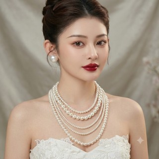 [ DAISYN ] N860 dây chuyền hạt ngọc trai nhân tạo 5 sợi, dây chuyền cưới, thiết kế dây chuyền ngọc trai nhân tạo