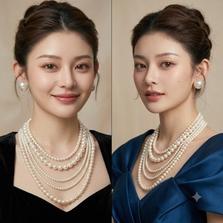 [ DAISYN ] N860 dây chuyền hạt ngọc trai nhân tạo 5 sợi, dây chuyền cưới, thiết kế dây chuyền ngọc trai nhân tạo