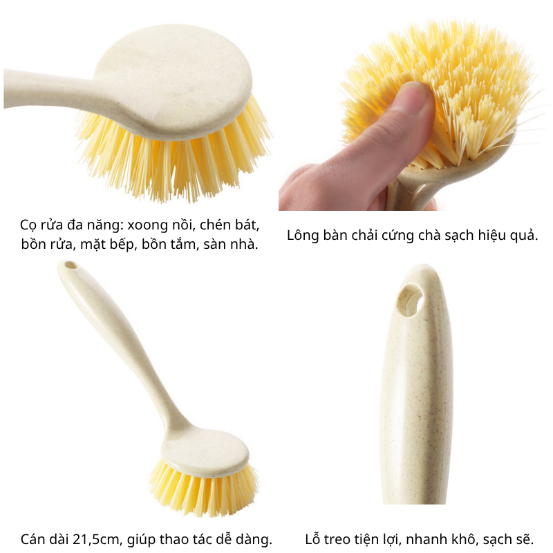 Bàn chải cọ rửa xoong nồi, bồn rửa chén bát, chà sàn, mặt bếp, bồn tắm cán dài - Chổi cọ vệ sinh KooBee (CSNC14)