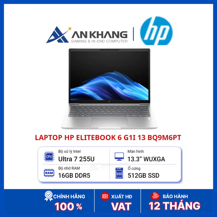Laptop HP EliteBook 6 G1i 13 BQ9M6PT | Core Ultra 7 255U | RAM 16GB DDR5 | SSD 512GB NVMe | 13.3inch WUXGA | Vỏ nhôm