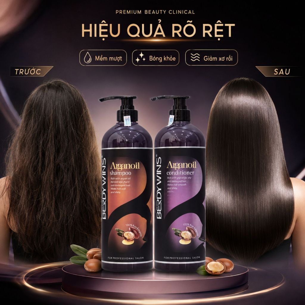 Dầu Gội BERDYWINS Complex 500ml - 1000ml | Dưỡng Ẩm Tóc Khô Xơ, Mềm Mượt & Bóng Khỏe Chuẩn Salon