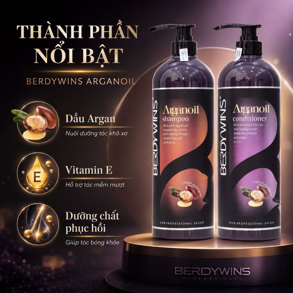 Dầu Gội BERDYWINS Complex 500ml - 1000ml | Dưỡng Ẩm Tóc Khô Xơ, Mềm Mượt & Bóng Khỏe Chuẩn Salon