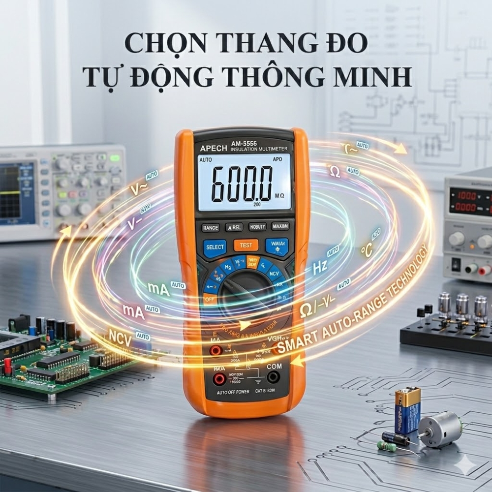 Đồng hồ vạn năng cao cấp Apech AM-5556 đo 1000V AC/AC bảo vệ quá tải chọn thang đo tự động