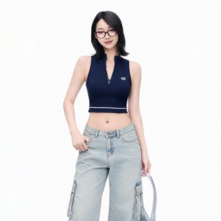 CARA Áo kiểu nữ Ira dáng croptop sát nách cổ cao năng động