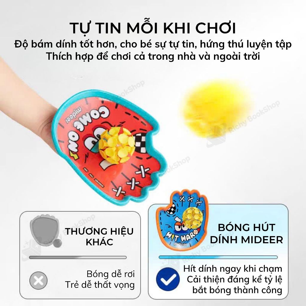 Bộ vợt ném bóng dính Mideer kèm bóng ném cao su Suction Ball Set cho bé