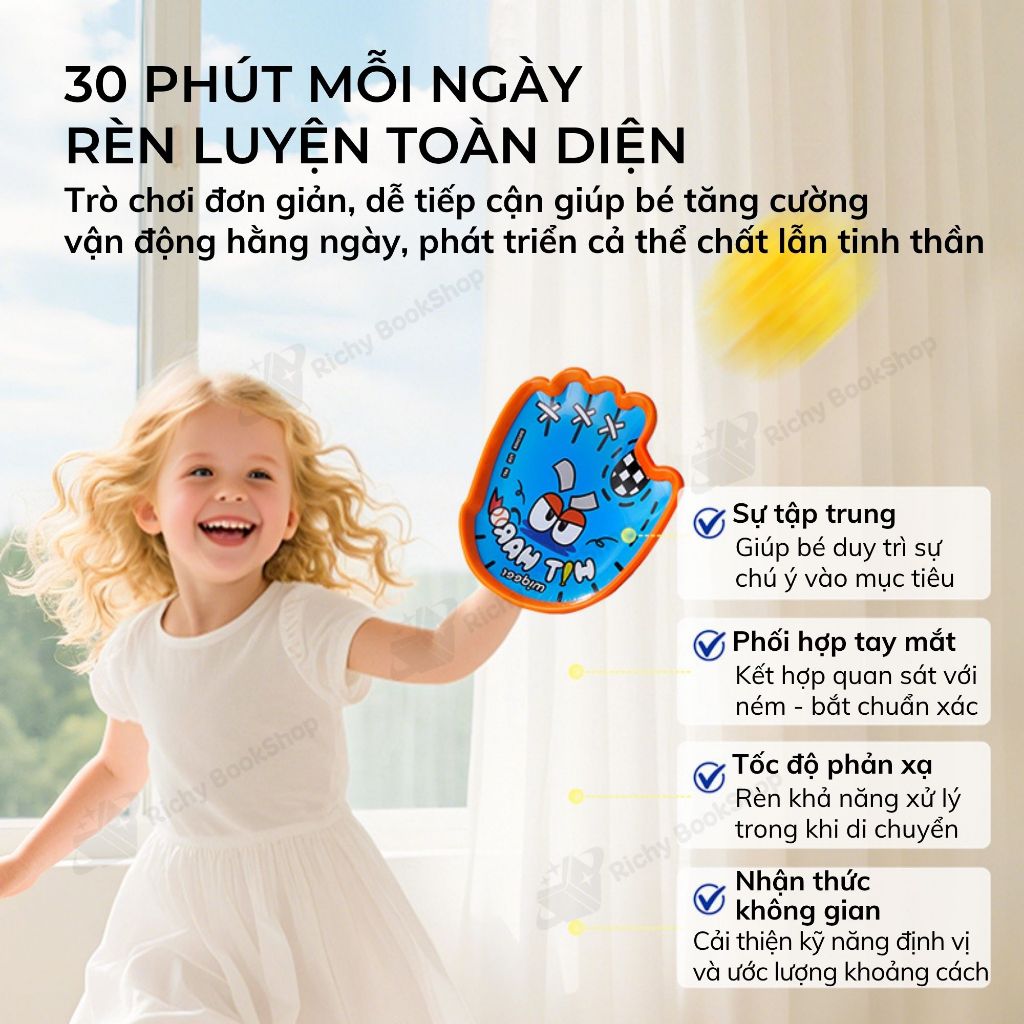 Bộ vợt ném bóng dính Mideer kèm bóng ném cao su Suction Ball Set cho bé
