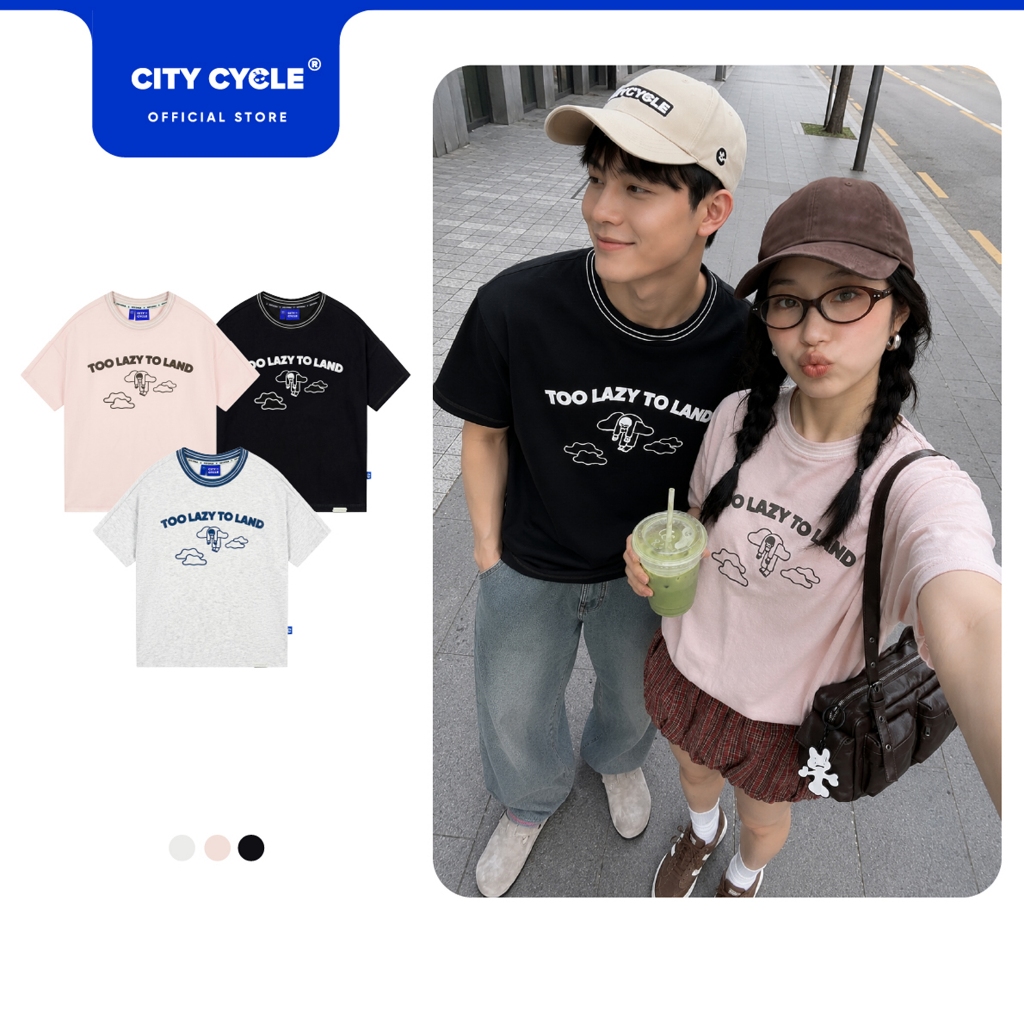 Áo thun phông unisex t-shirt form boxy nam nữ Local Brand Chính Hãng City Cycle Áo thun Lazy Land