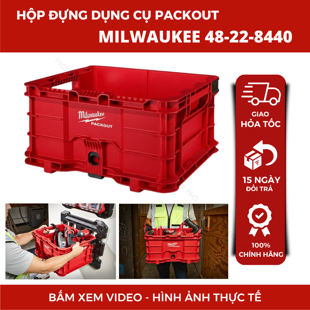 Hôp đựng dụng cụ Packout Milwaukee 48-22-8440, khả năng chịu tải lớn,chất liệu chịu va đập cao