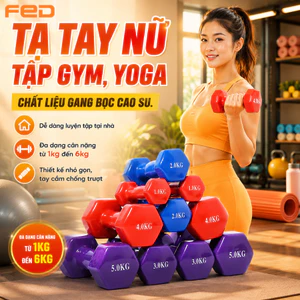 Tạ Tập Gym Tại Nhà Chất Liệu Gang Bọc Cao Su,Tạ Tay Nữ Chuyên Tập Gym, Yoga Cân Nặng Từ 1-6kg