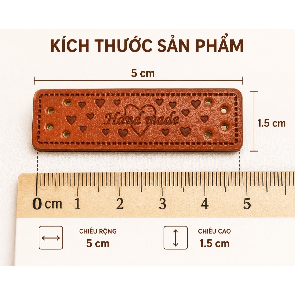 2 cái nhãn da Handmade - Dùng cho trang trí cho sản phẩm đan/móc