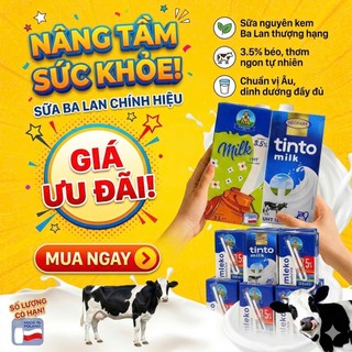 [Nhập Khâu Balan] Sữa Tươi 100% Nguyên Chất Tinto - Łowicz UHT 3.5% Béo 1 Lít / 200mL, Tối Ưu Cho Pha Chế Biến, Gia Đình
