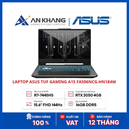Laptop ASUS TUF Gaming A15 FA506NCG-HN184W | Ryzen 7 7445HS | RTX 3050 4GB | RAM 16GB | SSD 512GB | 15.6” FHD 144Hz
